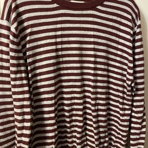 St. John's Bay Burgundy and White Striped Long Sleeve Tee